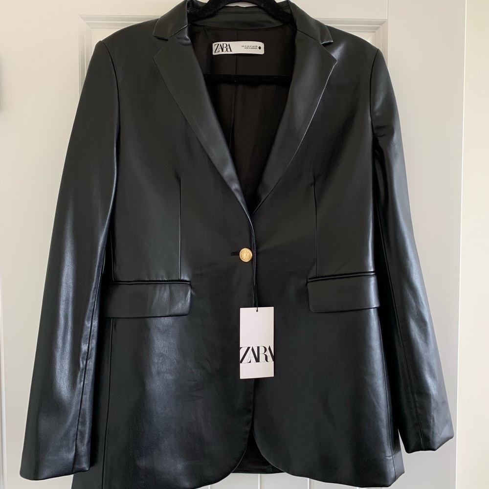 NWT Zara Leather Blazer